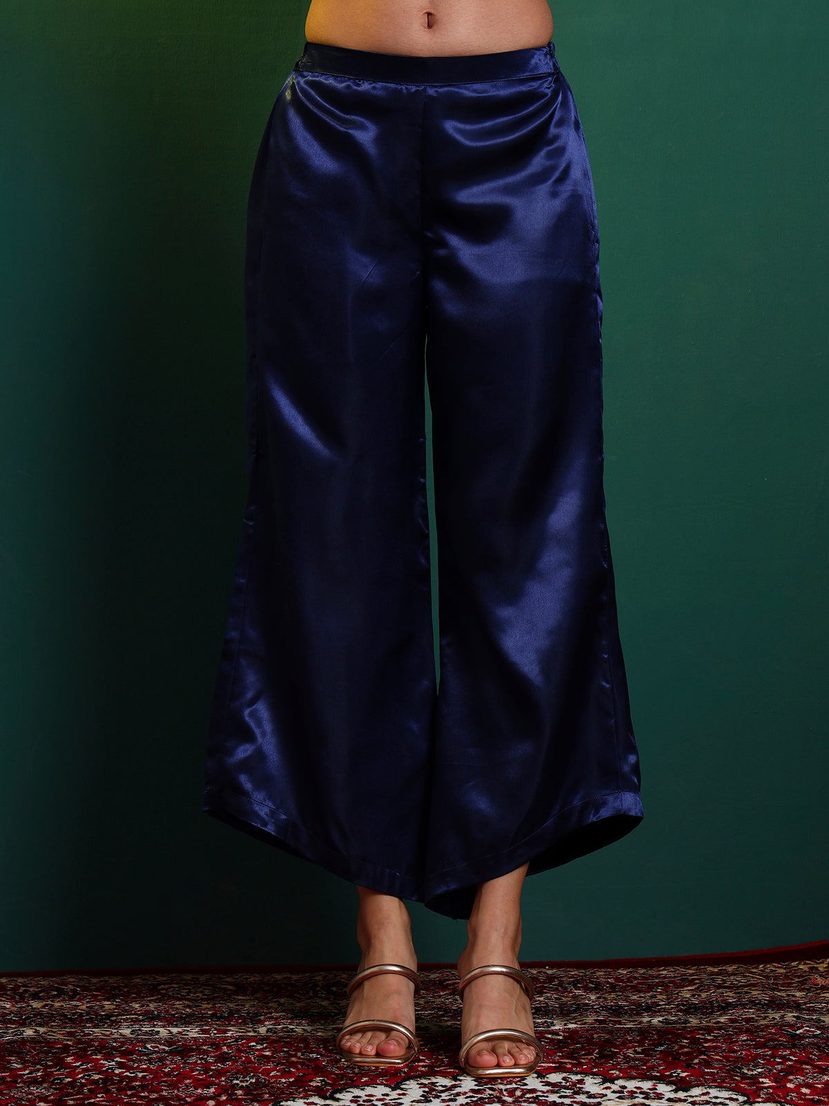 Blue Embellished Kurta and Asymmetric Palazzo set