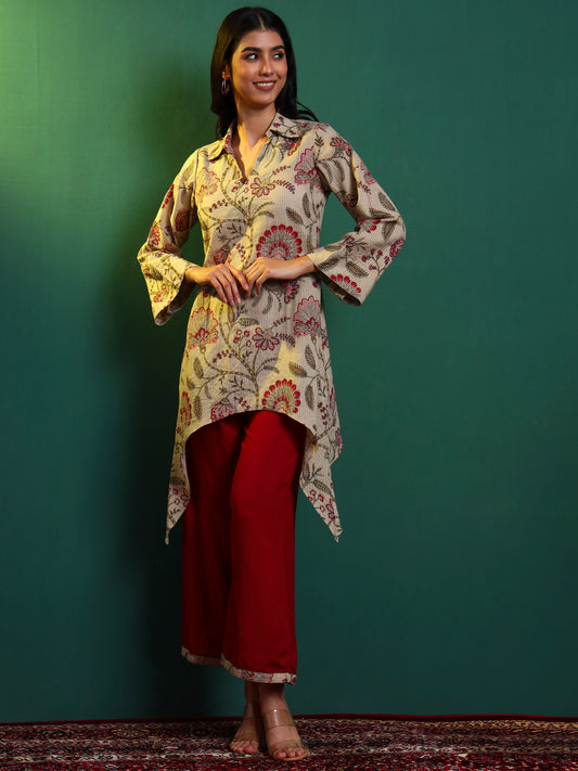 Kantha Chintz Cotton Asymmetric kurta with Palazzo