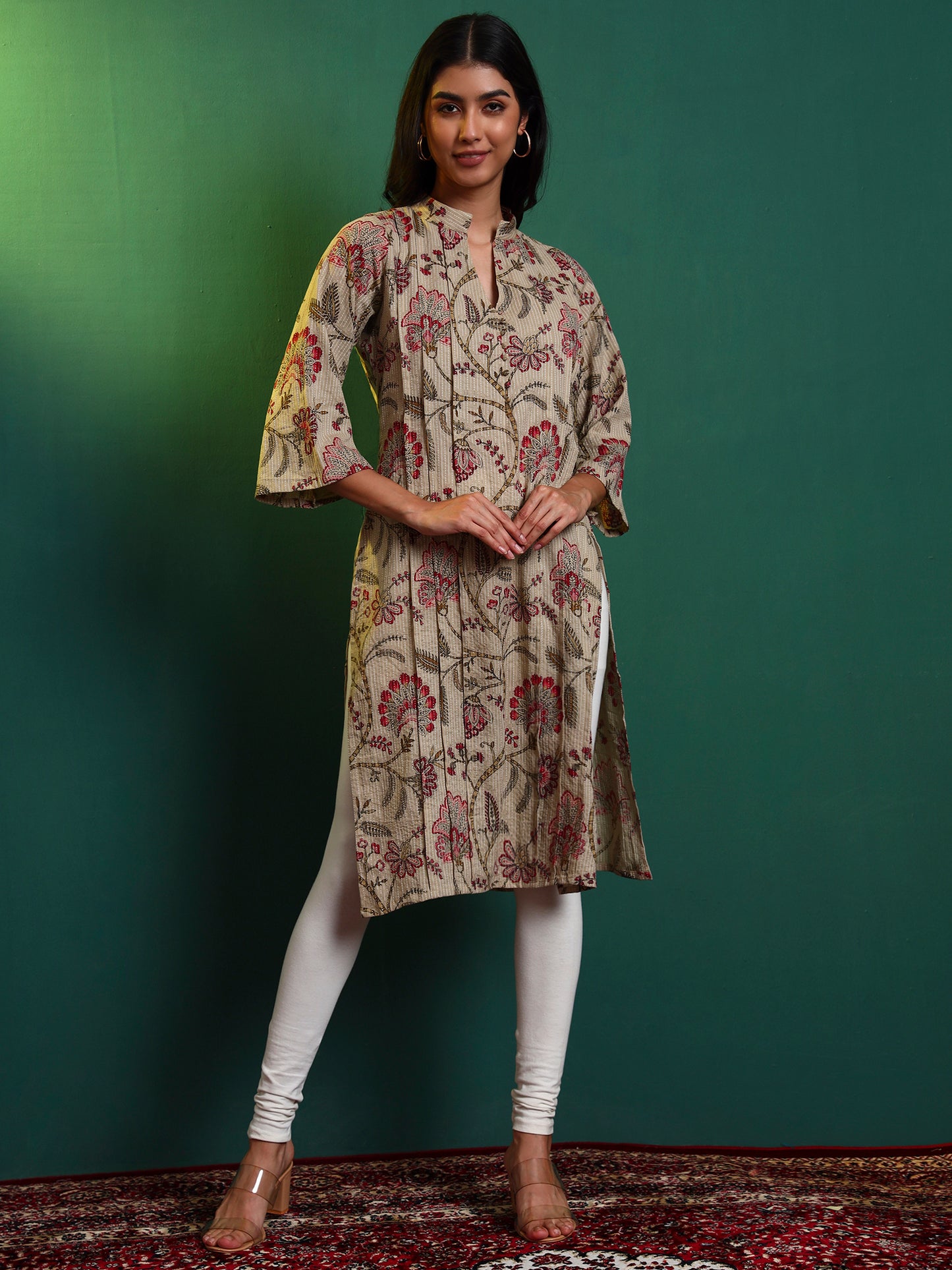 Kantha Chintz Cotton Tucked Kurta