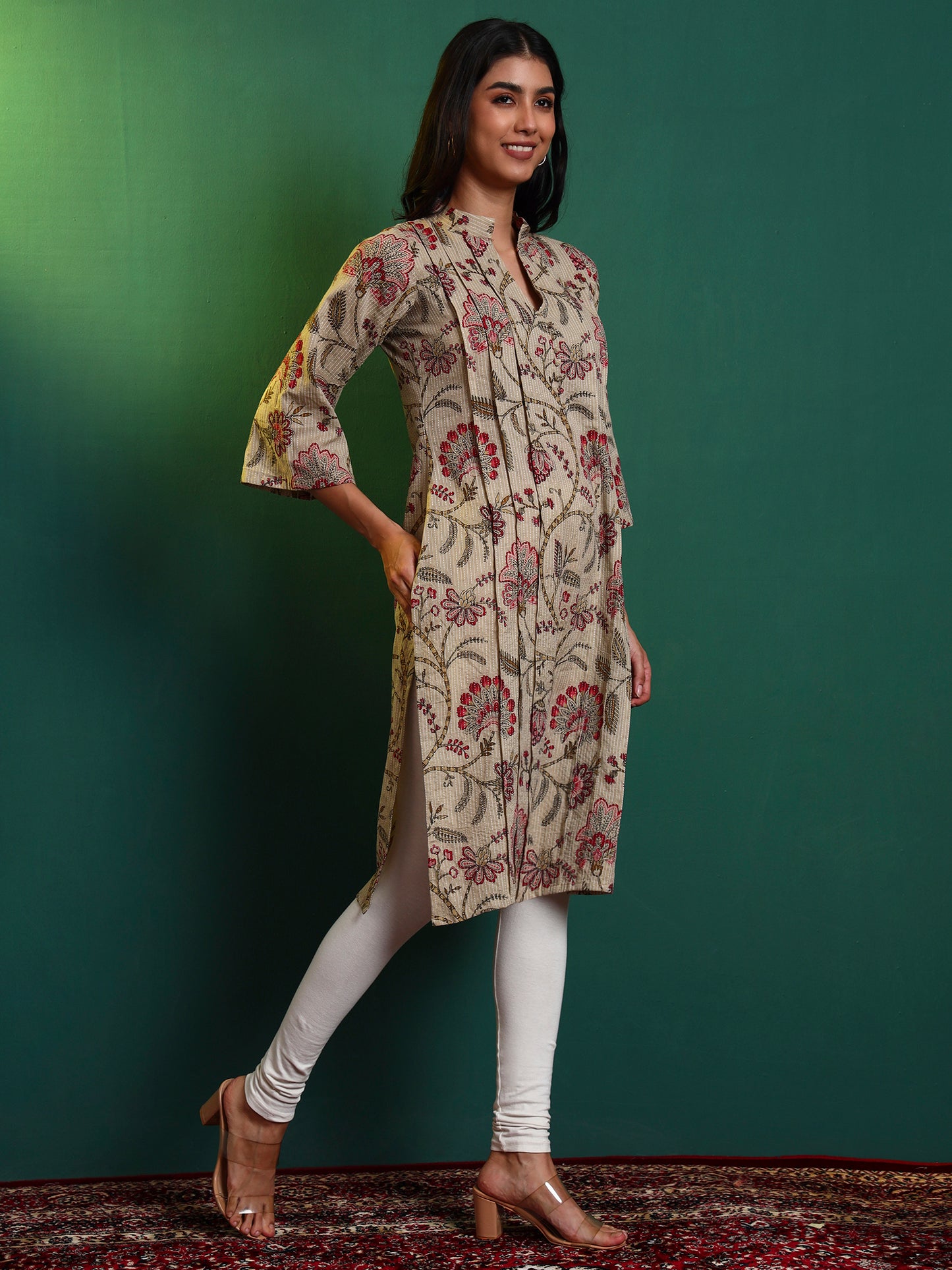 Kantha Chintz Cotton Tucked Kurta
