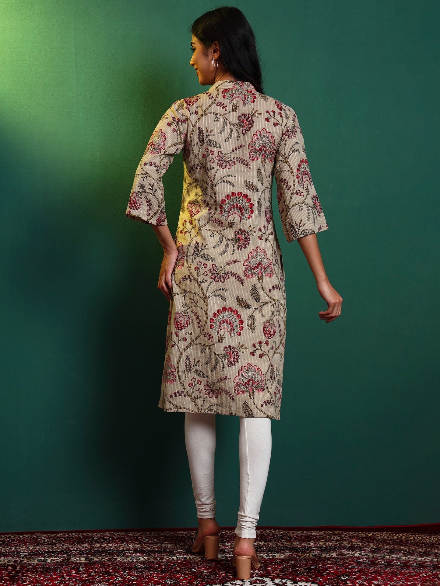 Kantha Chintz Cotton Tucked Kurta