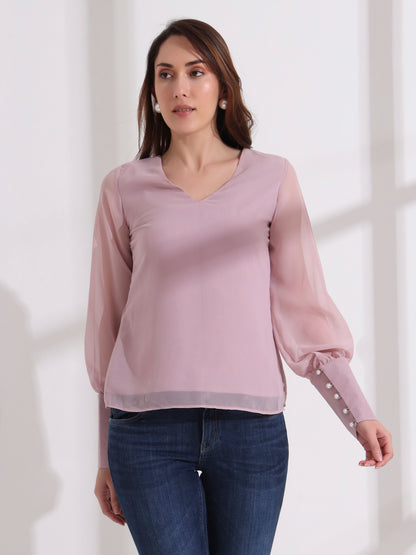 Candy Floss Georgette Cape Top