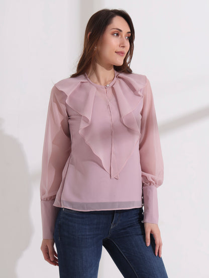 Candy Floss Georgette Cape Top