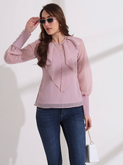 Candy Floss Georgette Cape Top