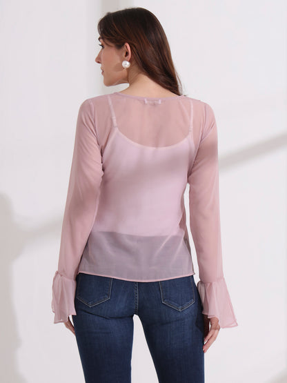 Candy Floss Ruffle Sheer Top