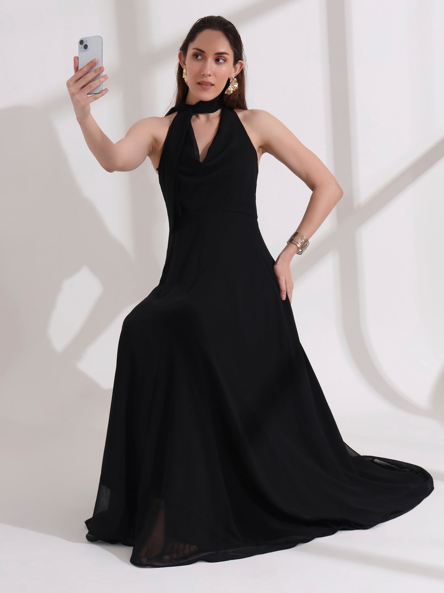 Black Cowl Neck Maxi Dress